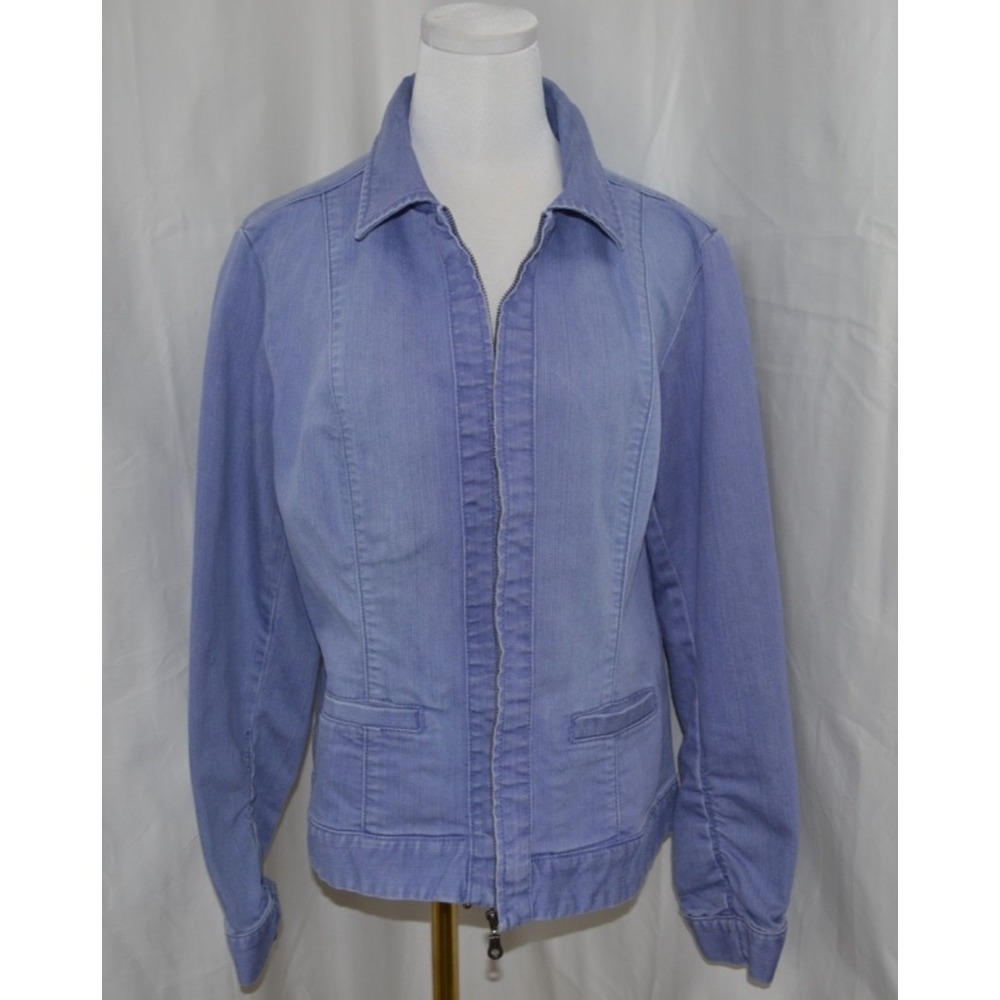 JACKET DENIM CHICO'S PLATINUM Jean Lilac Purple Color‎ Zipper Front Chico's 2